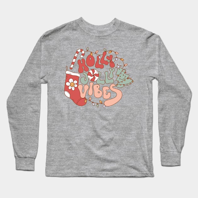 Holly Jolly Vibes Long Sleeve T-Shirt by Nova Studio Designs